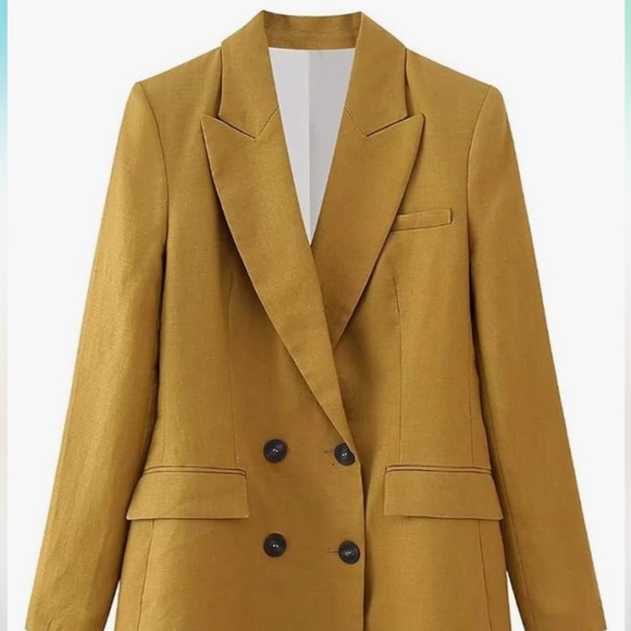 Zara Double-Breasted Linen Blazer - Picture 2 of 10